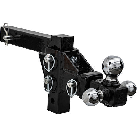 Adjustable Tri-Ball Hitch Solid Shank With Chrome Balls