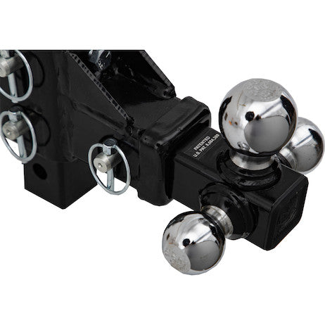 Adjustable Tri-Ball Hitch Solid Shank With Chrome Balls