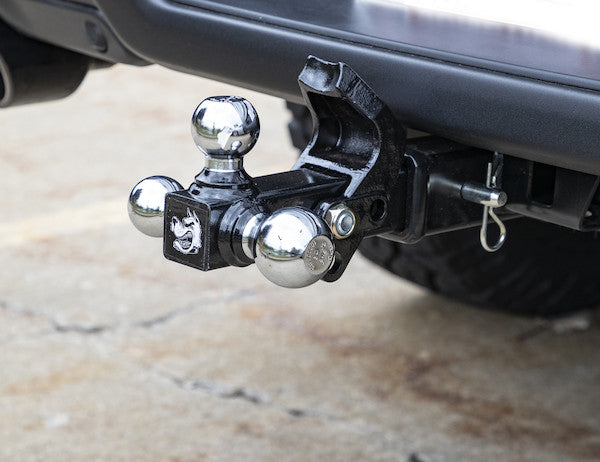 Tri-Ball Hitch Solid Shank With Pintle Hook And Chrome Balls