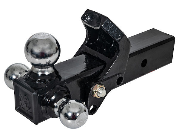 Tri-Ball Hitch with Pintle Hook and Chrome Towing Balls - 2-1/2 Inch Receiver
