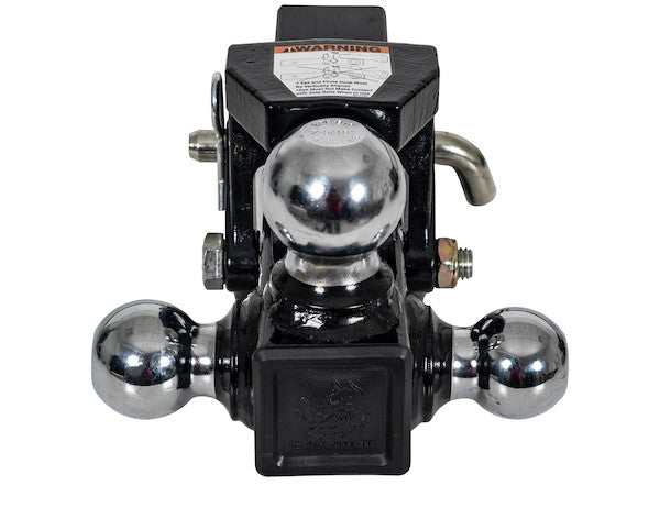 Tri-Ball Hitch with Pintle Hook and Chrome Towing Balls - 2-1/2 Inch Receiver