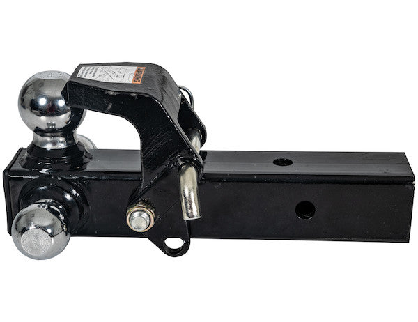 Tri-Ball Hitch with Pintle Hook and Chrome Towing Balls - 2-1/2 Inch Receiver