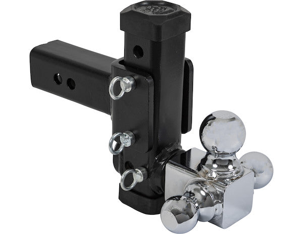 Adjustable Tri-Ball Hitch with Rotating Towing Balls for 2-1/2 Inch Hitch Receivers