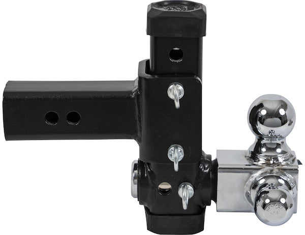 Adjustable Tri-Ball Hitch with Rotating Towing Balls for 2-1/2 Inch Hitch Receivers