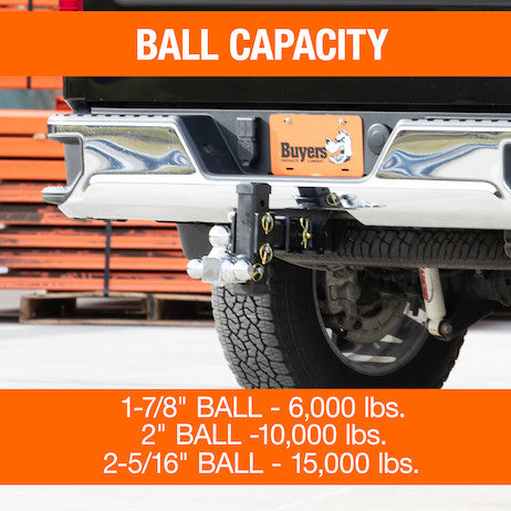 Adjustable Tri-Ball Hitch with Rotating Towing Balls for 2-1/2 Inch Hitch Receivers