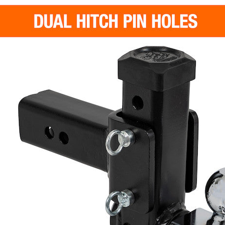 Adjustable Tri-Ball Hitch with Rotating Towing Balls for 2-1/2 Inch Hitch Receivers