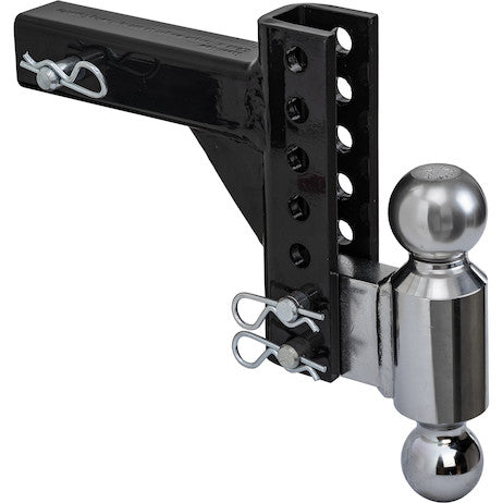 Adjustable Dual Ball Hitch with 2" & 2-5/16" Towing Balls for 2" Hitch Receivers - 5" Drop