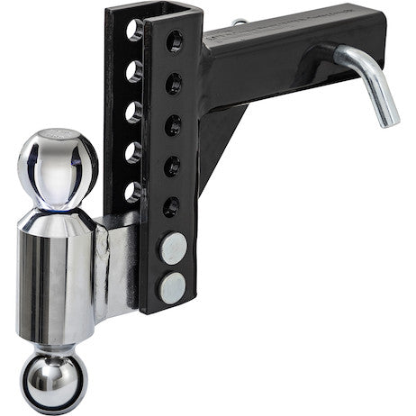 Adjustable Dual Ball Hitch with 2" & 2-5/16" Towing Balls for 2" Hitch Receivers - 5" Drop