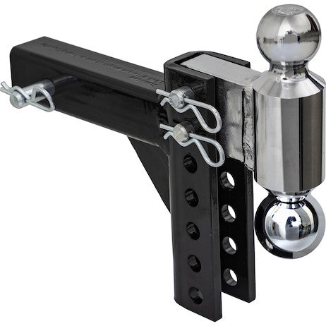 Adjustable Dual Ball Hitch with 2" & 2-5/16" Towing Balls for 2" Hitch Receivers - 5" Drop