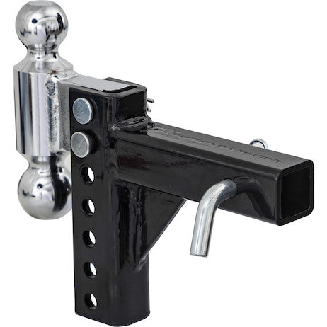 Adjustable Dual Ball Hitch with 2" & 2-5/16" Towing Balls for 2" Hitch Receivers - 5" Drop