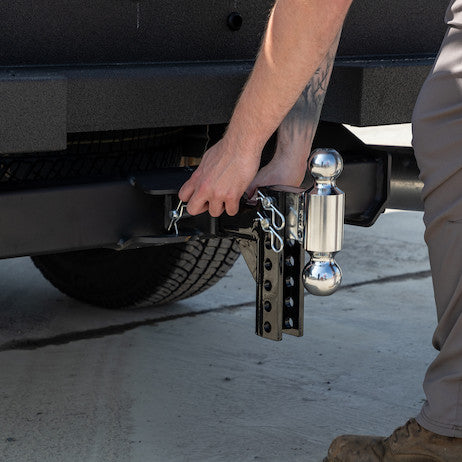 Adjustable Dual Ball Hitch with 2" & 2-5/16" Towing Balls for 2" Hitch Receivers - 5" Drop