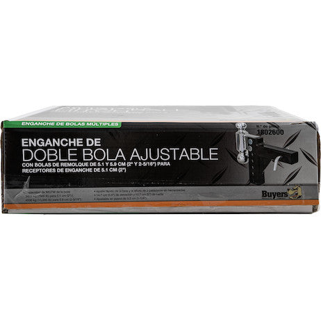 Adjustable Dual Ball Hitch with 2" & 2-5/16" Towing Balls for 2" Hitch Receivers - 5" Drop