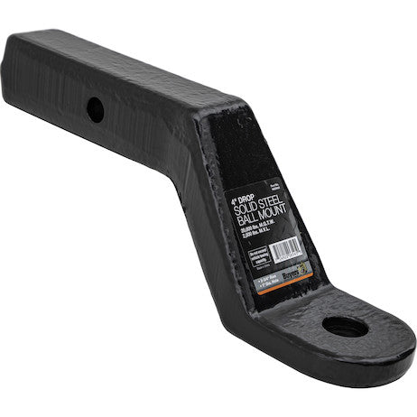 2 Inch Heavy-Duty Ball Mount 4 Inch Drop x 7-7/8 Long Tube Black For 1 Inch Hole