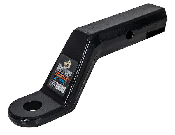 2 Inch Heavy-Duty Ball Mount 4 Inch Drop x 7-7/8 Long Tube Black For 1-1/4 Hole