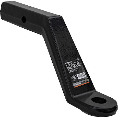 2 Inch Heavy-Duty Ball Mount 6 Inch Drop x 9-3/8 Long Tube Black For 1-1/4 Hole