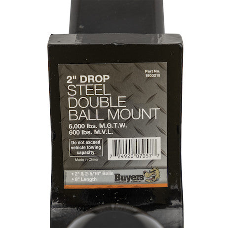 Towing Ball Mount With Dual Black Balls - 2 Inch And 2-5/16 Inch Balls