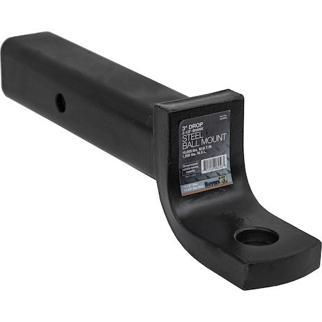 2-1/2 Inch Ball Mount With 3 Inch Drop x 10 Inch Long Tube Black
