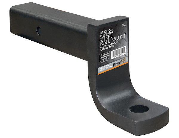 2-1/2 Inch Ball Mount With 3 Inch Drop x 10 Inch Long Tube Black