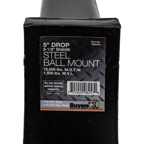 2-1/2 Inch Ball Mount With 5 Inch Drop