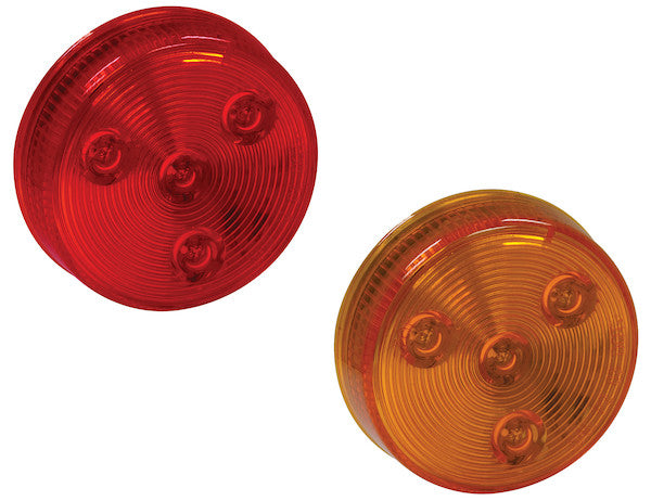 2.5 Inch Red Round Clearance/Marker Light Kit with 4 LEDs (PL-10 Connection, Includes Grommet and Plug)