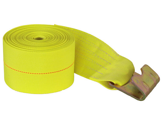 4 Inch x 27 Foot Winch Strap With Flat Hook - 15,000 Pound Capacity