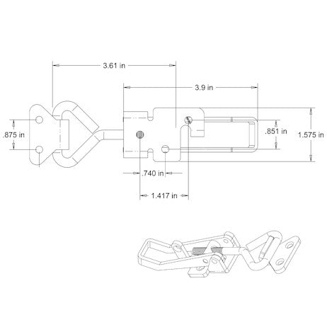6" Heavy Duty Stainless Steel Adjustable-Grip Draw Latch