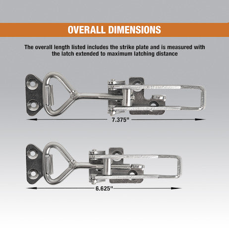 6" Heavy Duty Stainless Steel Adjustable-Grip Draw Latch