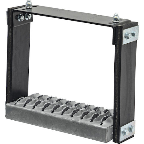 Flexible Rubber Step with Galvanized Steel Diamond Deck-Span Tread - 12x11 Inch