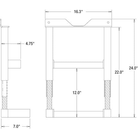 Black Powder Coated Cable Type Truck Step - 22H x 16W x 7D