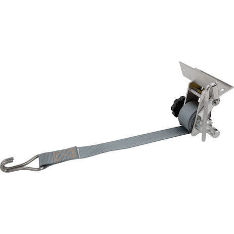 1-1/2 Inch x 7 Foot Stainless Steel Ladder Rack Ratchet Tie Down Angle Mount with Double J Hooks