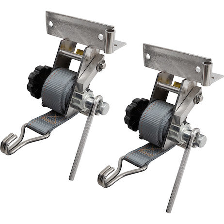 1-1/2 Inch x 7 Foot Stainless Steel Ladder Rack Ratchet Tie Down Angle Mount with Double J Hooks
