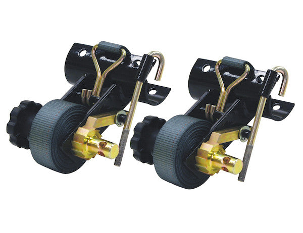 5480008 - 1-1/2 Inch x 7 Foot Stainless Steel Ladder Rack Ratchet Tie Down Tube Mount with Double J Hooks