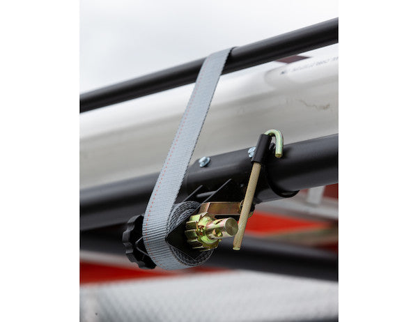 1-1/2 Inch x 7 Foot Stainless Steel Ladder Rack Ratchet Tie Down Tube Mount with Double J Hooks