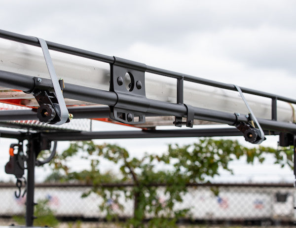 1-1/2 Inch x 7 Foot Stainless Steel Ladder Rack Ratchet Tie Down Tube Mount with Double J Hooks