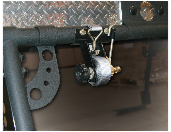 1-1/2 Inch x 7 Foot Steel Ladder Rack Ratchet Tie Down Tube Mount with Double J Hooks