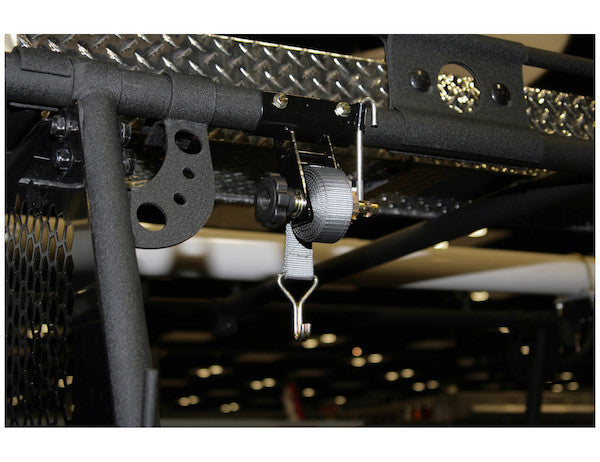 1-1/2 Inch x 7 Foot Steel Ladder Rack Ratchet Tie Down Tube Mount with Double J Hooks