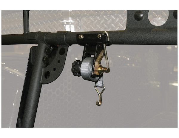 1-1/2 Inch x 7 Foot Steel Ladder Rack Ratchet Tie Down Tube Mount with Double J Hooks