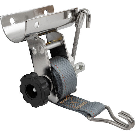 1-1/2 Inch x 7 Foot Stainless Steel Ladder Rack Ratchet Tie Down Tube Mount with Double J Hooks