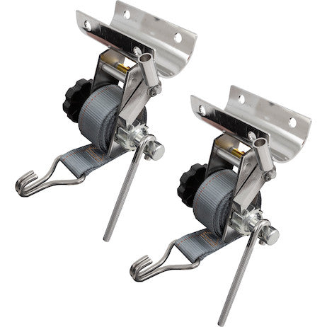 1-1/2 Inch x 7 Foot Stainless Steel Ladder Rack Ratchet Tie Down Tube Mount with Double J Hooks