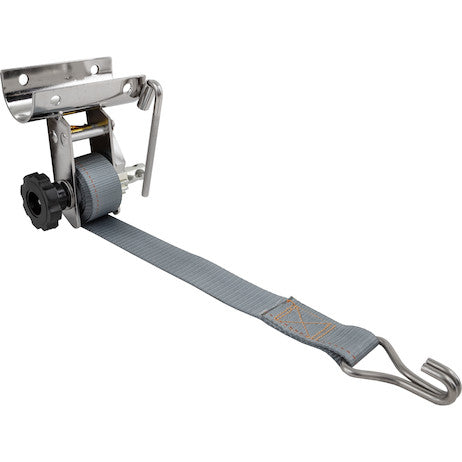 1-1/2 Inch x 7 Foot Stainless Steel Ladder Rack Ratchet Tie Down Tube Mount with Double J Hooks
