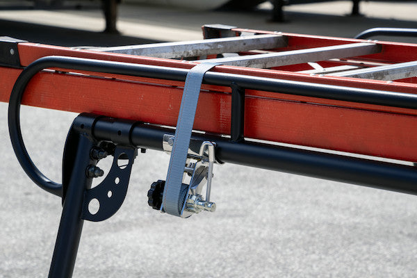 1-1/2 Inch x 7 Foot Stainless Steel Ladder Rack Ratchet Tie Down Tube Mount with Double J Hooks