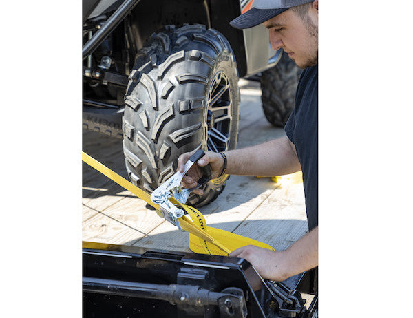 30 Foot Commercial Grade Ratchet Strap with Soft Rubber Grips - J Hooks