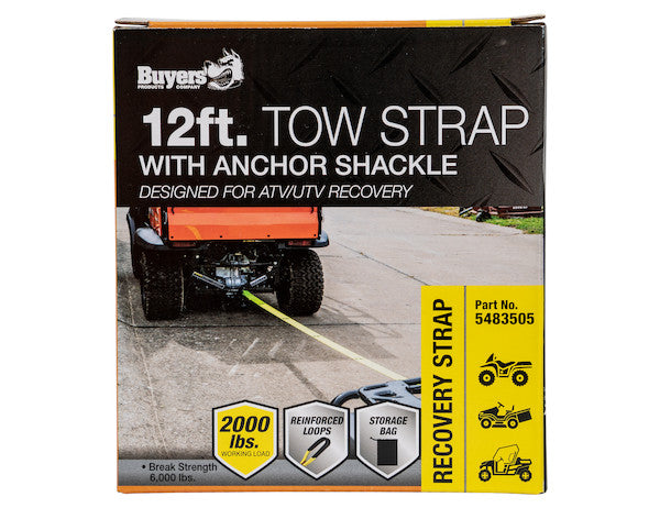 12 Foot UTV/ATV Tow Strap Kit