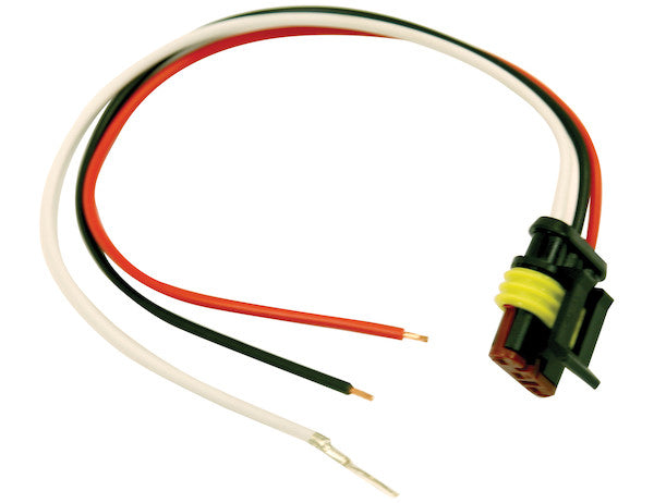 DOT Light Plug 3-Pin Right Angle Male With Stripped Power And #10 Ring On Ground