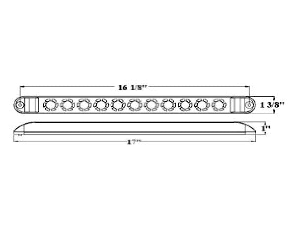 17 Inch Red Slimline Stop/Turn/Tail Light With 9 LED