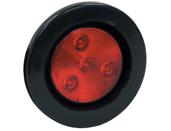 2.5 Inch Red Round Clearance/Marker Light Kit with 4 LEDs (PL-10 Connection, Includes Grommet and Plug)