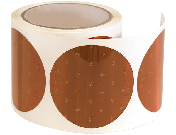 3 Inch Amber Round DOT Stick-On Reflectors - 100 Per Roll