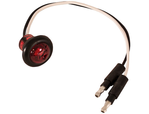 .75 Inch Round Marker Clearance Lights - 1 LED Red With Male Bullets