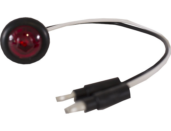 .75 Inch Round Marker Clearance Lights - 1 LED Red With Male Bullets