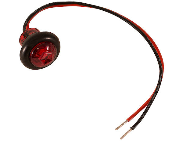 .75 Inch Round Marker Clearance Lights - 1 LED Red With Stripped Leads